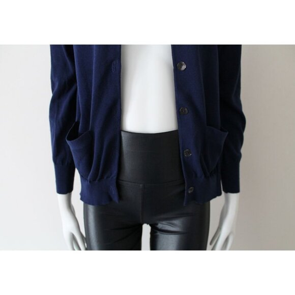 Sacai Luck Pleated Insert Cardigan Navy Size 1 (S) - Picture 3 of 13